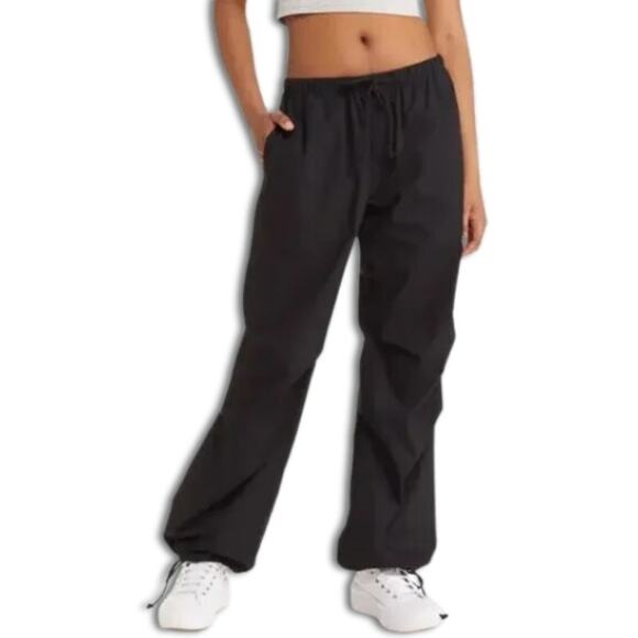 BP Parachute Pants Adjustable Drawstring Cotton Poplin Relaxed Fit Black S NWOT - Picture 1 of 9